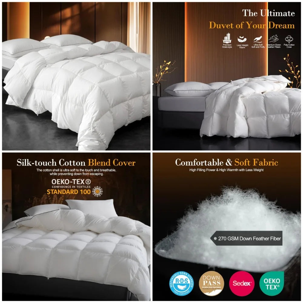 Luxurious Queen Size down Fiber Comforter 54 Oz High All Seasons  Duvet Insert for Cozy Nights