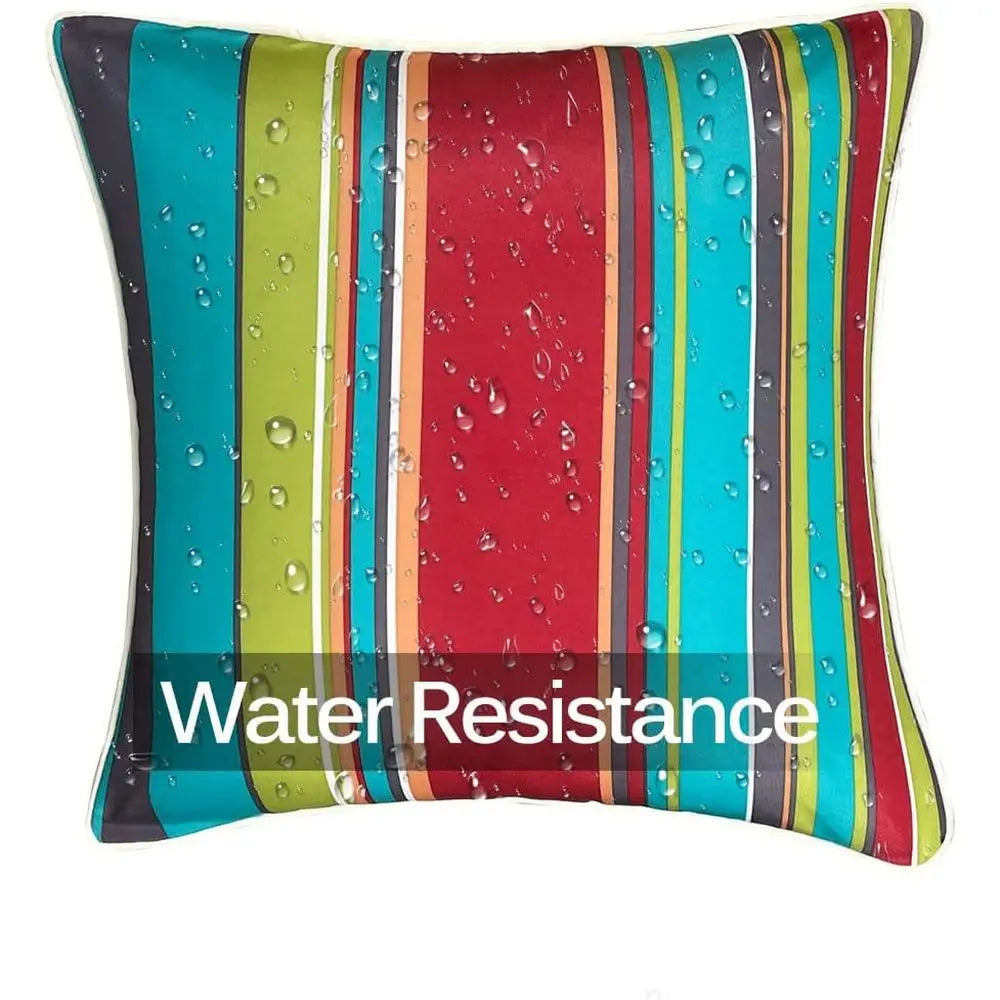 Inserted Outdoor Throw Pillows, Pack of 2 Striped Water-Resistant  Decor 18x18 in