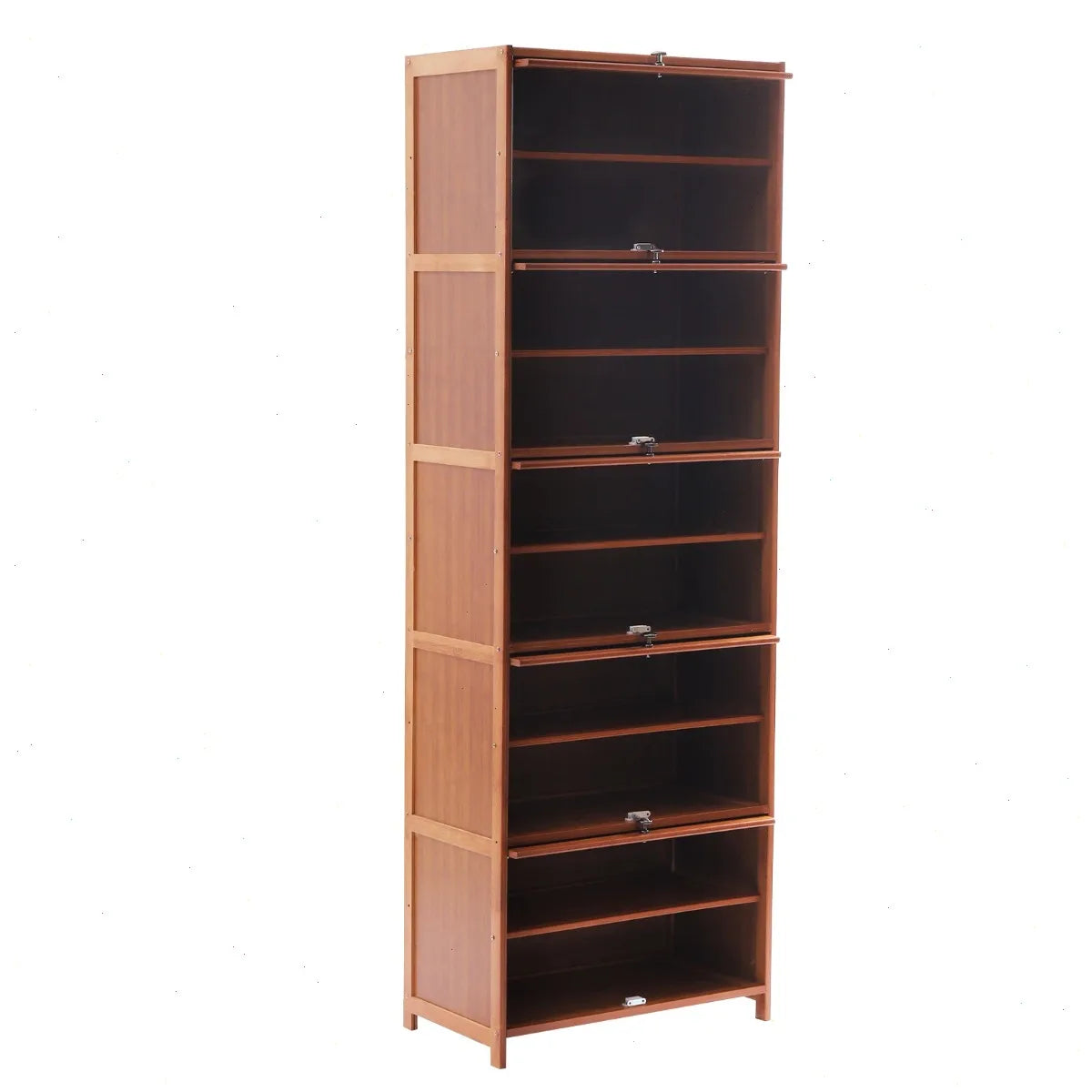 Shoe Cabinet, 11 Bamboo Tier Free Standing Organizer Shelf, Waterproof Storage,, Vintage Brown, Top Platform for Keys Bags Decor