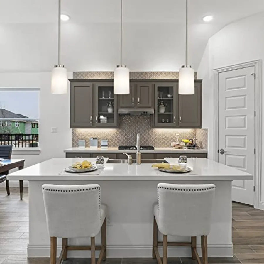 Farmhouse Chandelier Pendant Light Fixtures with Opal White Shades Hanging Ceiling Pendant Lighting