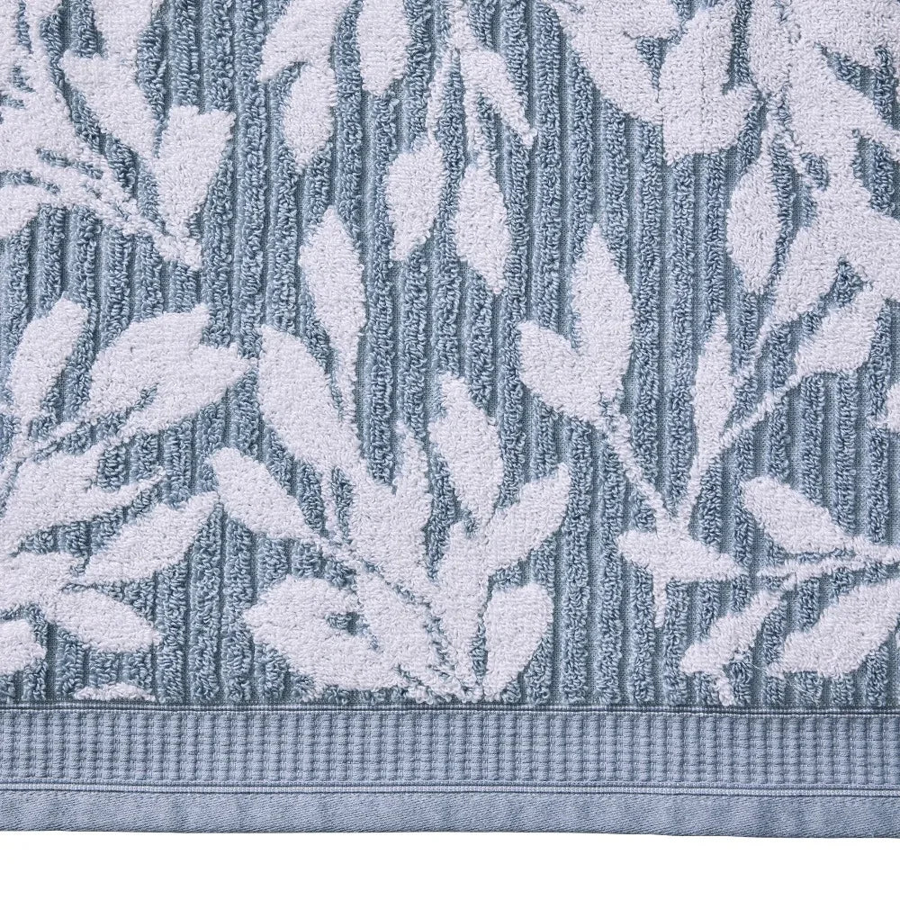 Extra Soft Floral Bath Towel Set Large Quick Dry Bath Sheets Blue Silver and Arctic White Floral Pattern