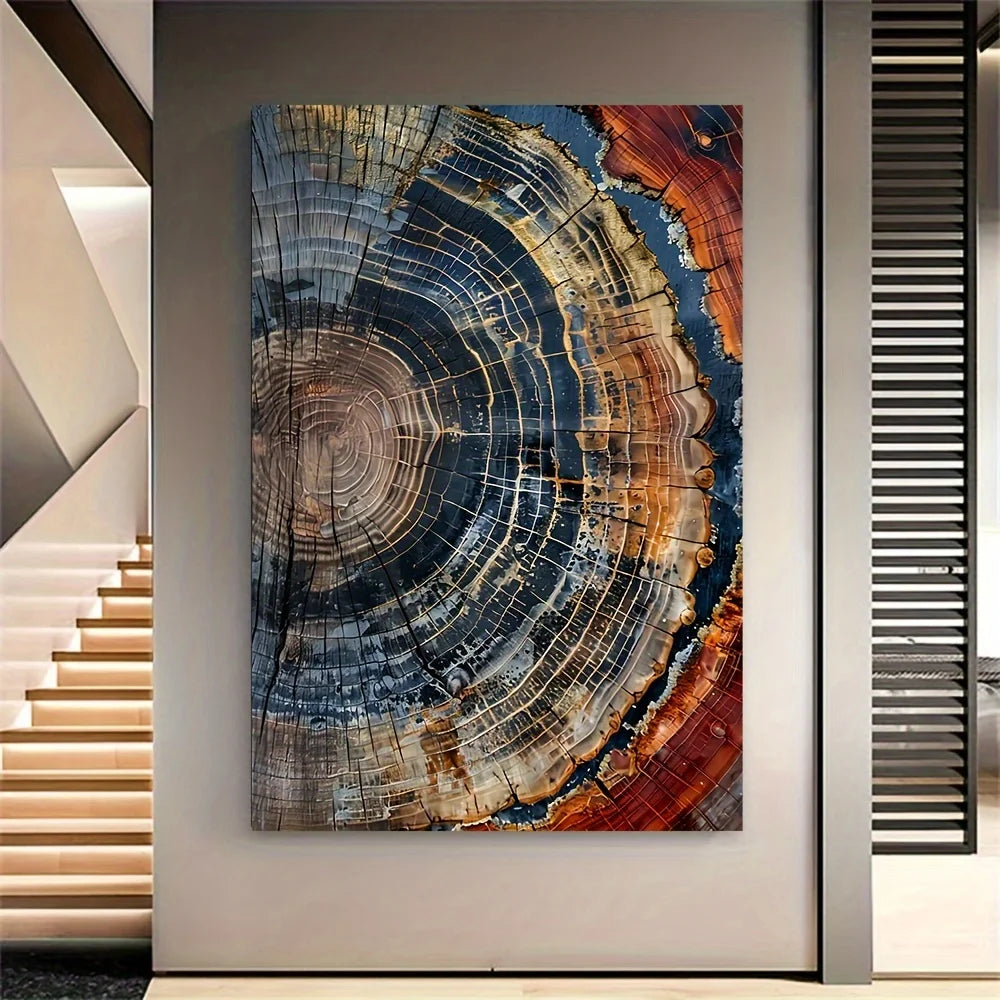 Abstract tree ring canvas art print,31.49x47.24 inch frameless modern wall hanging decoration