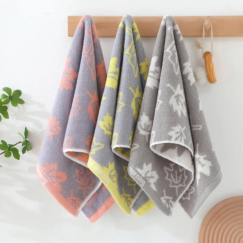3 Pack Decorative Maple Leaf Hand Towels for Bathroom, Cotton Soft Absorbent Towel Set  13x29 Inches