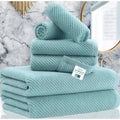 Pure Cotton Luxury Bath Towel Set: 6-Piece with 2 Large, 2 Hand, 2 Washcloths in Aqua Teal