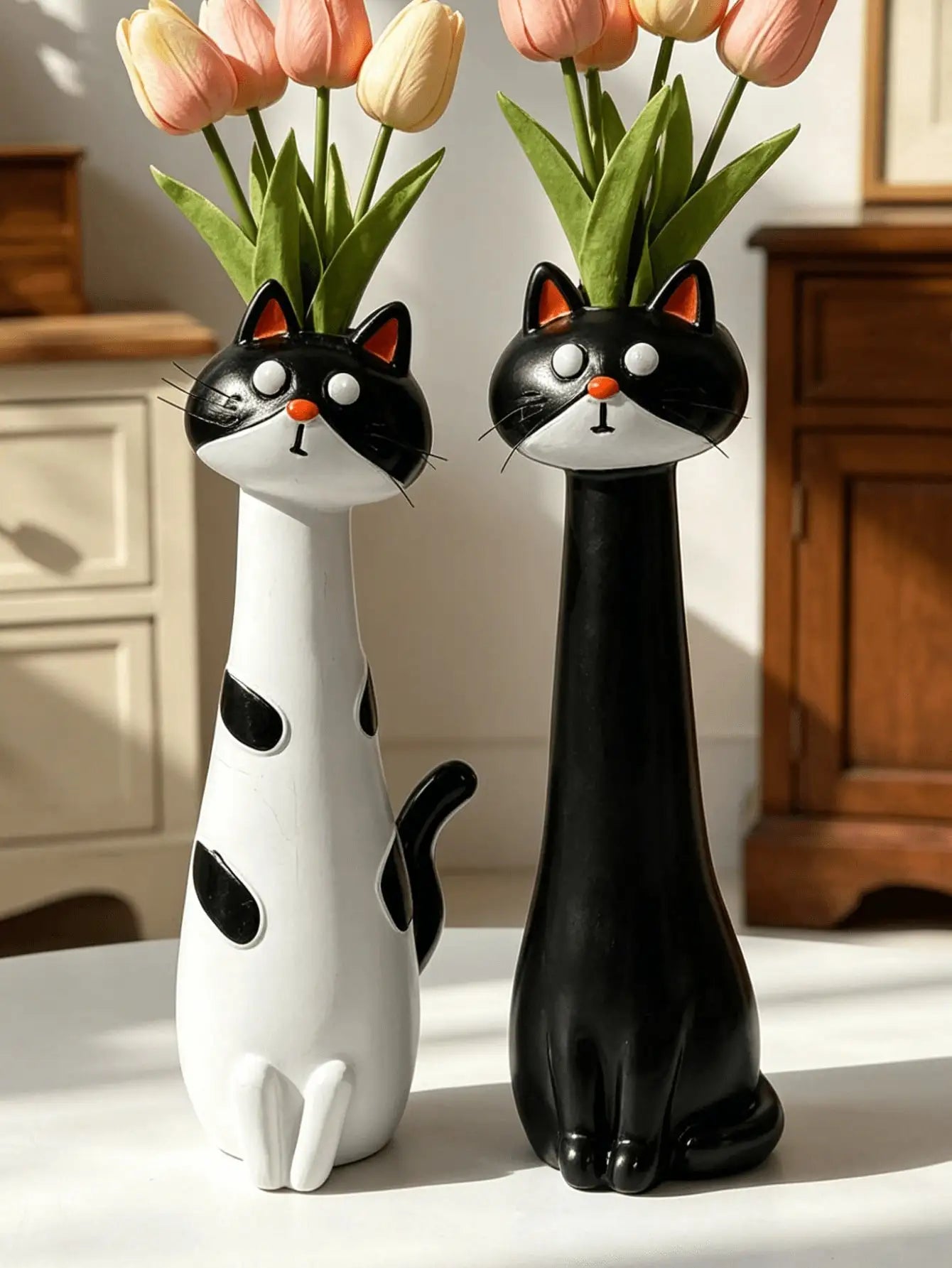 Cartoon Cat Shaped Resin Vase