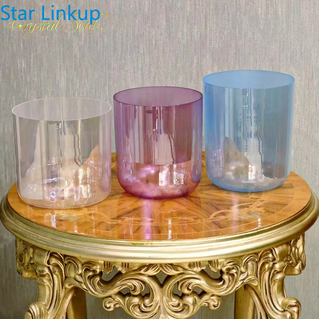 Flash Sale 7-8.5" Five Element Pearl Gradient Quartz Bowl Set for Meditation
