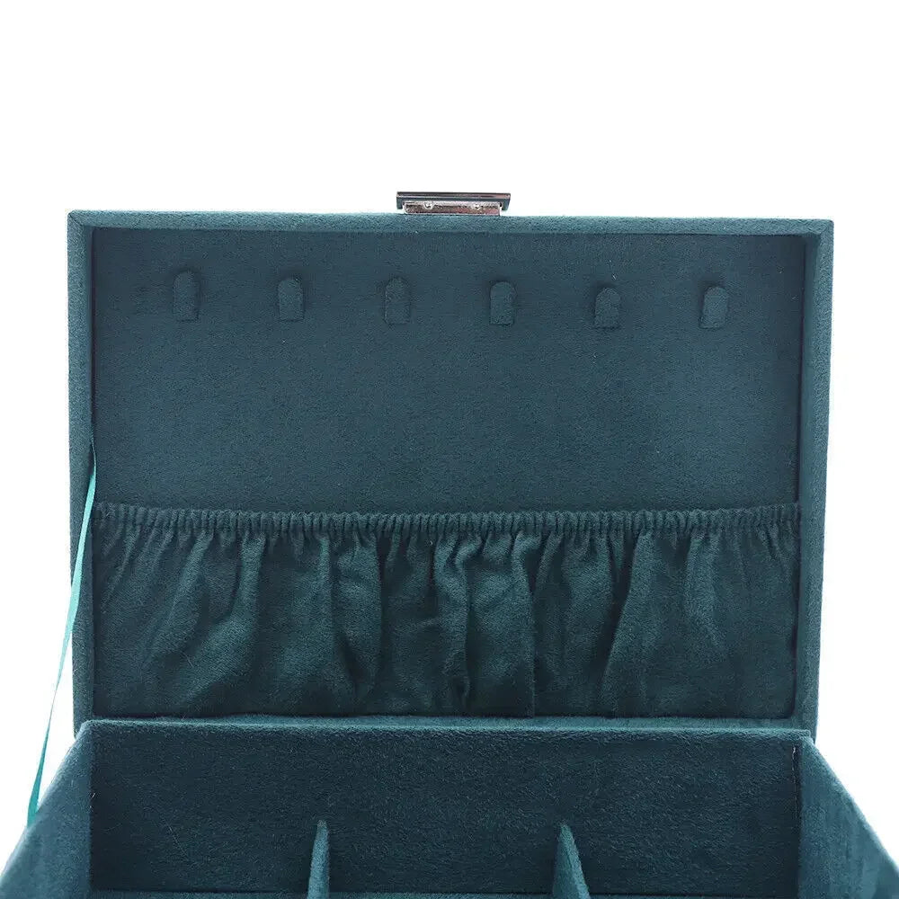 3 Layers Large Jewelry Storage Case with Removable Tray, Lockable with Mirror