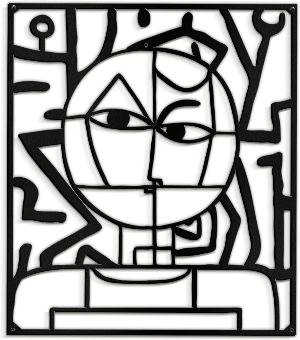 Minimalist Abstract Faces Line Figure Metal Wall Sculpture Black 45.7cm Modern Wall Hanging Art Decor