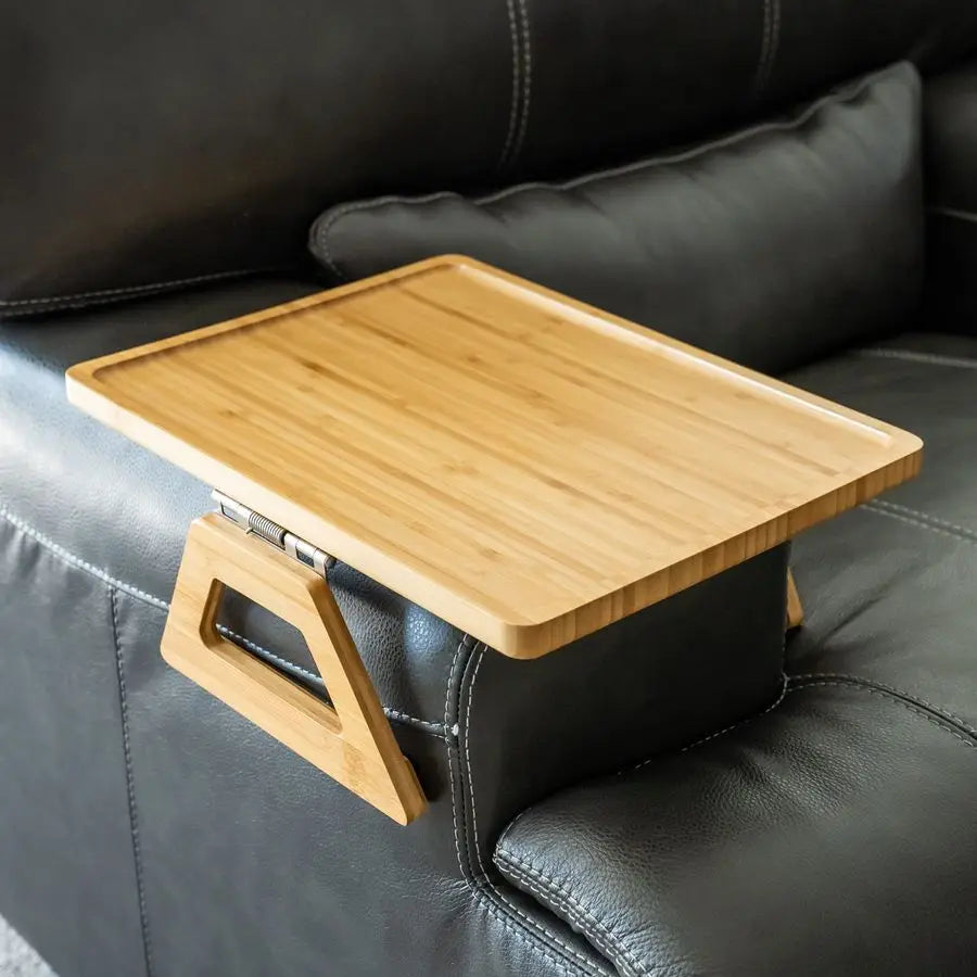 Bamboo Tray Couch Arm Table, Clip On  for multi-use