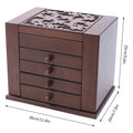 Jewelry Organizer Box, Multi-Compartment Storage Case with 4 Drawers & 6 Hooks & Built-in Mirror, Space-Saving MDF Vanity Stand
