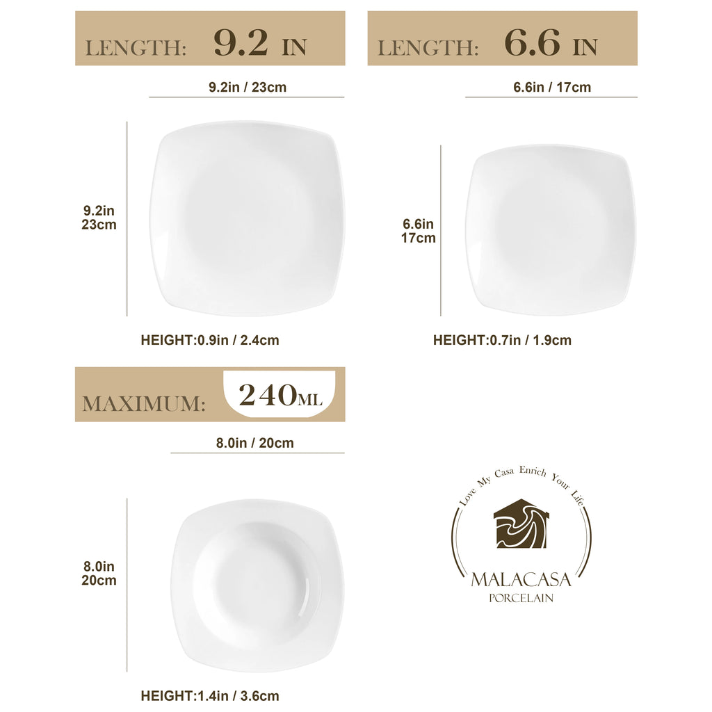 Classic 18-Piece Ceramic Porcelain Dinnerware Set with 6*Dinner Soup Dessert Plates Tableware Set Service for 6