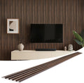 WPC Slat Wall Panels 8 Pack 96"x6" Fluted Wall Paneling  - Low Grille Walnut