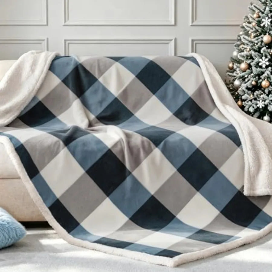 Sherpa Fleece Throw Blanket 60" x 80" Reversible Plush Fluffy Large Big Blanket