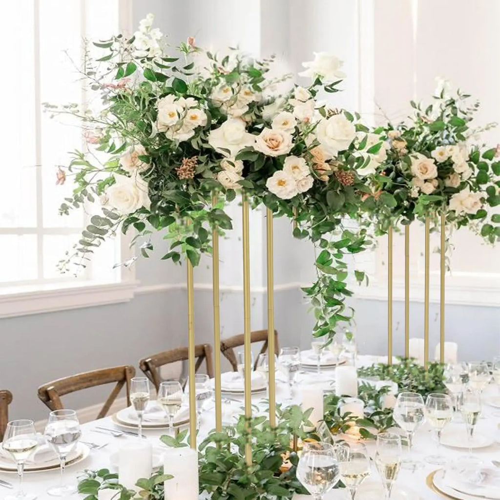 8Pcs Gold 23.6inch Flower Vases Rectangular Centerpiece Display