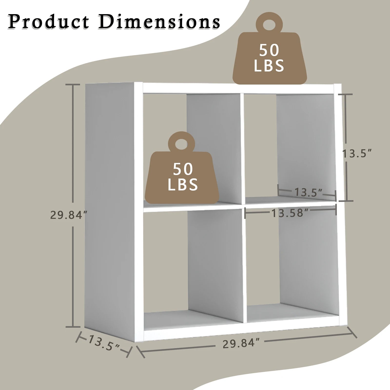 Thick Wooden Frame 4 Cube Storage Organizer Shelf with Anti-Tipping Kits, Reversible Open Back, Horizontal & Vertical Dual-Use. Ideal for  multi-use