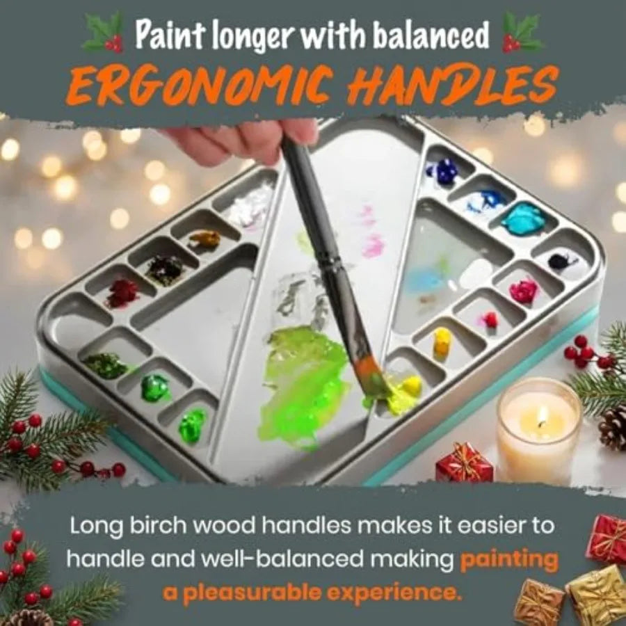 Professional Paint Brushes Set Oil, Acrylic , Watercolor, Gouache. 15pc Travel Bag