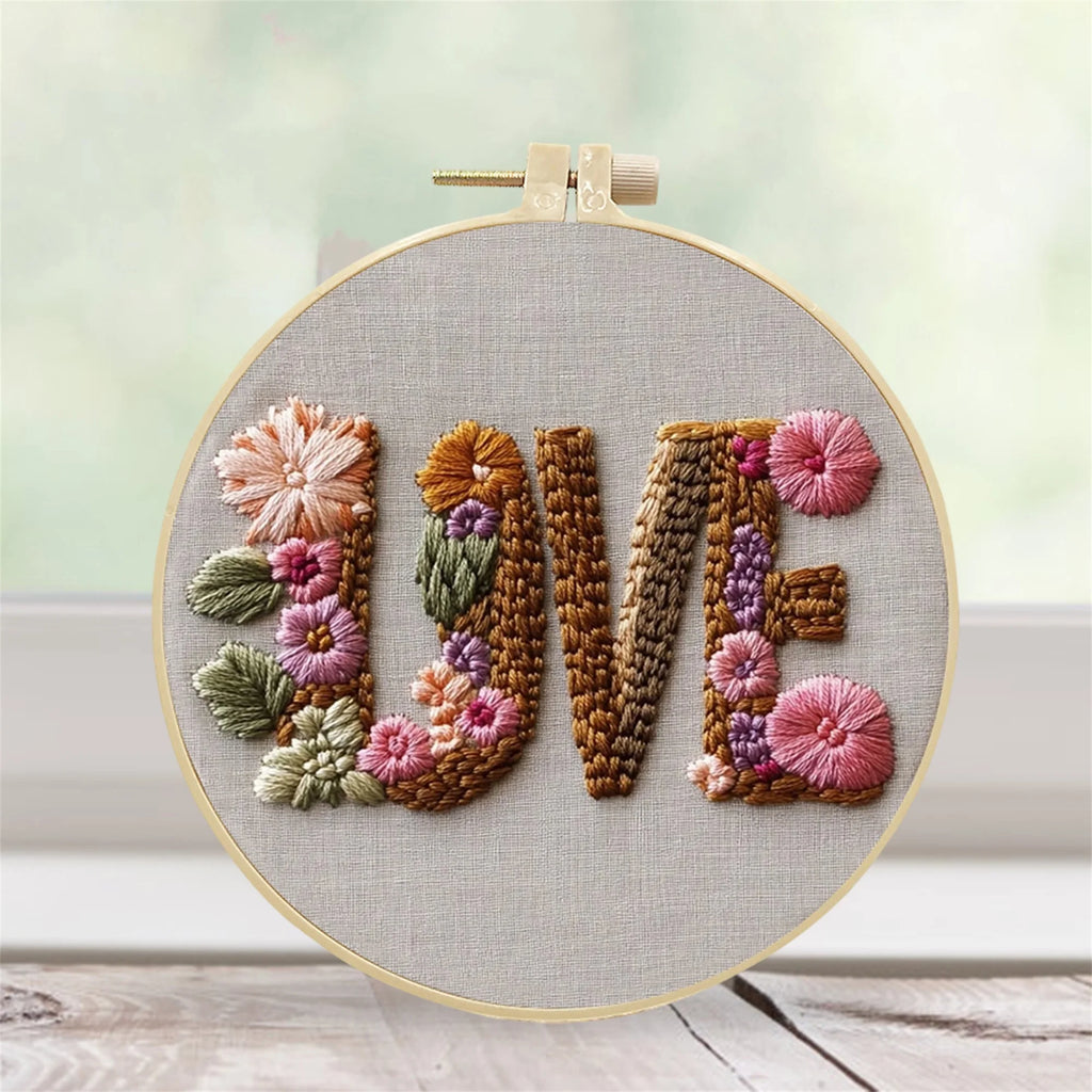 Cross Stitch Kit with Heart Patterns and Embroidery Hoop ALL Levels