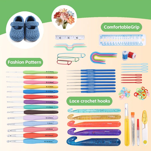 118pcs  Ergonomic Crochet Hooks Sets,  Storage Bag and Crochets Needle Accessories