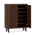 6-Tier Shoe Cabinet with Louvered Doors, Large Wooden Shoe Storage Cabinet with Adjustable Shelves