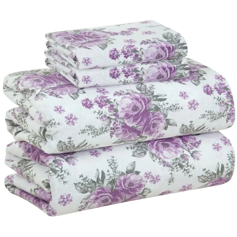 4 Piece 100 Cotton Flannel Sheets Queen Size Bed Set Deep Pockets