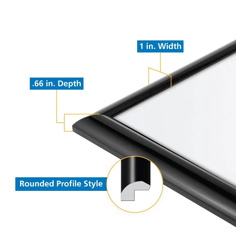 20x30 Picture Frame – Black Rounded Profile Wall Photo Frame