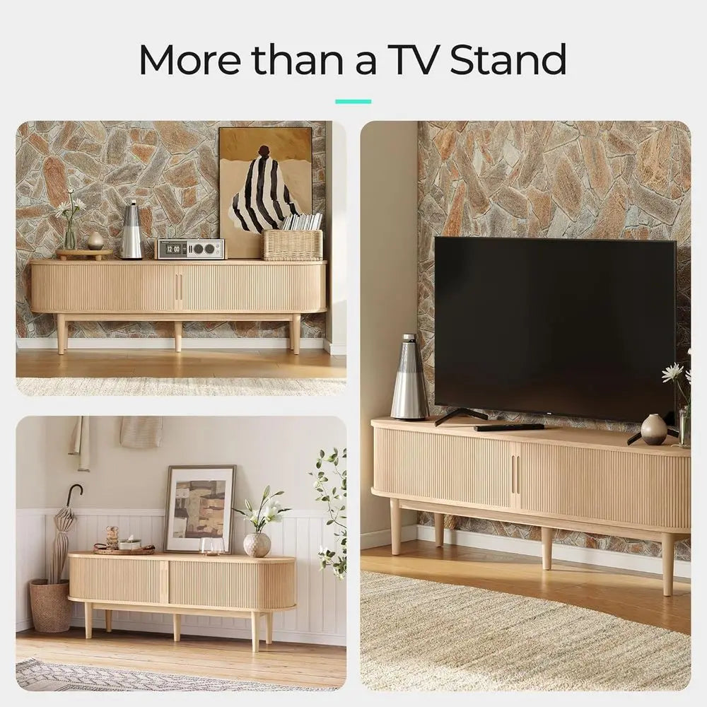 70" luted TV Stand or TVs up to 80 Inch, Century ern Entertainment Center with Storage Cabinet and Sliding Doors