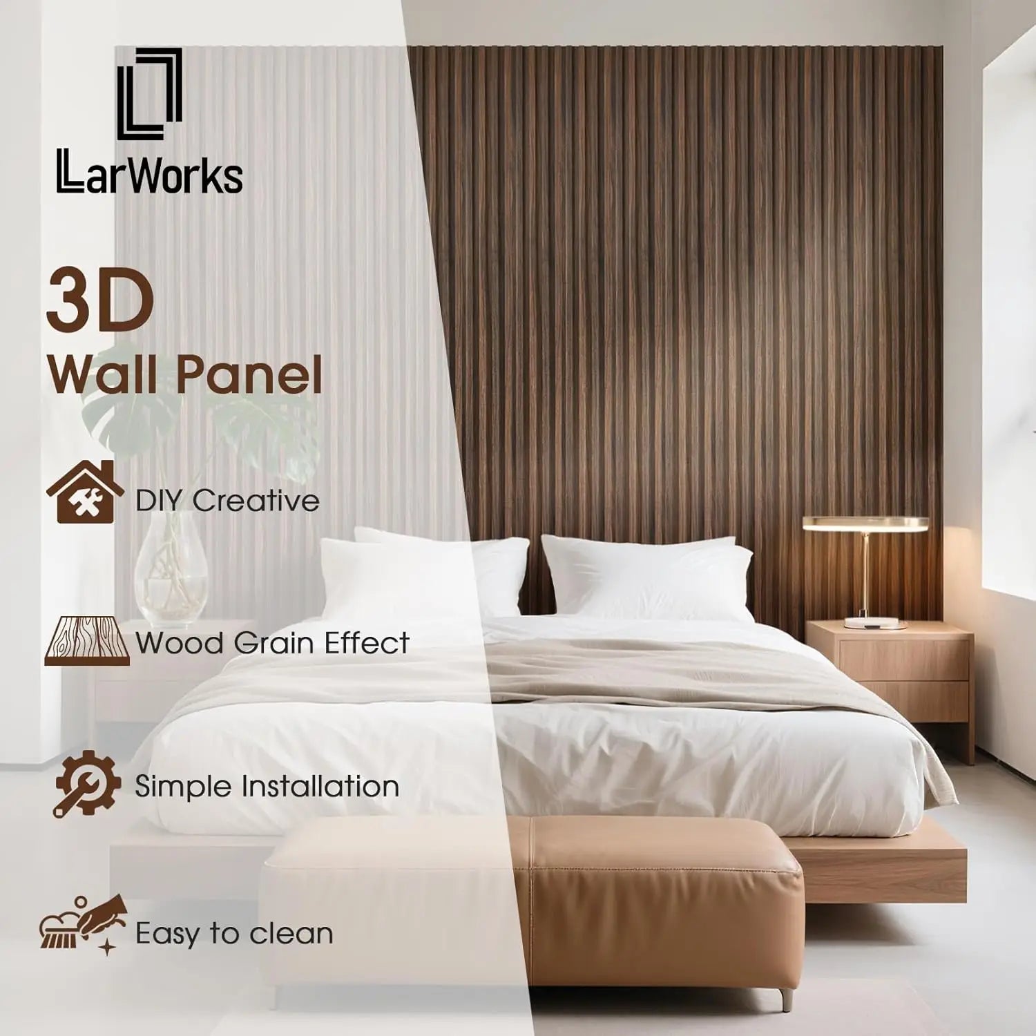 WPC Slat Wall Panels 8 Pack 96"x6" Fluted Wall Paneling  - Low Grille Walnut