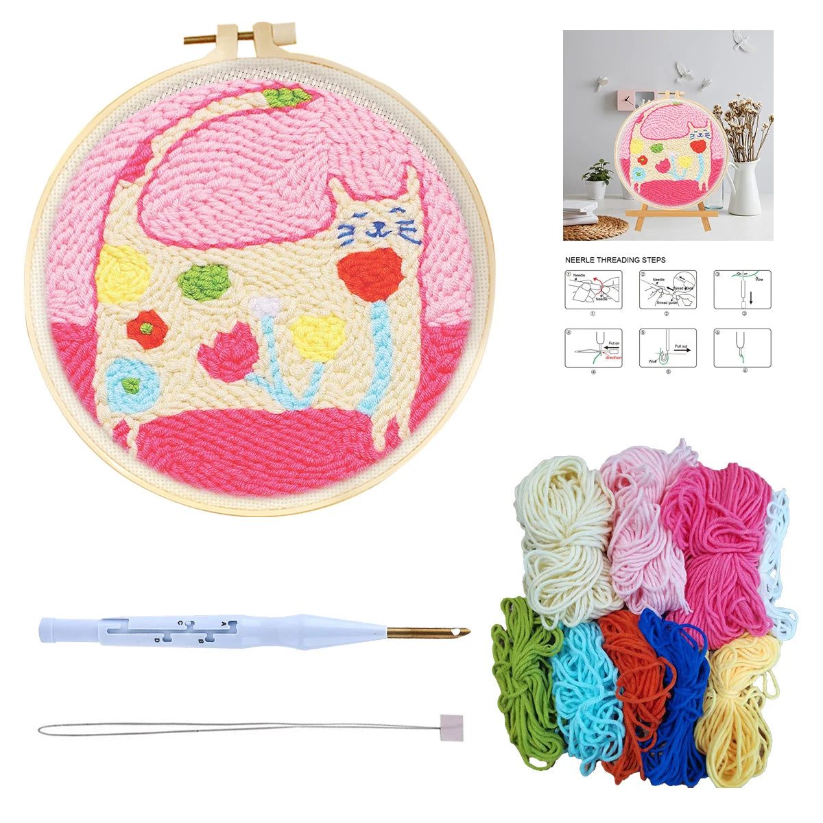 Punch Needle Embroidery Starter Kits For Beginner  Cute Animals