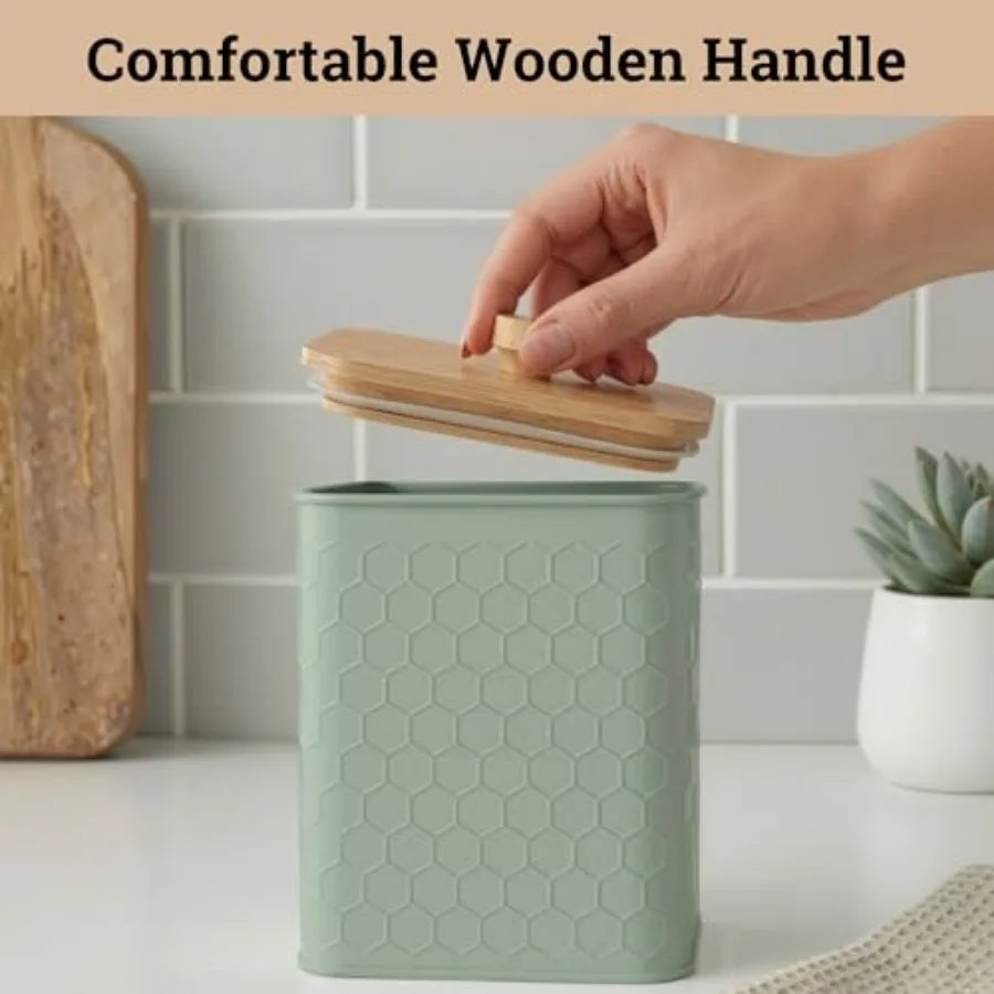 Kitchen Canisters  Set of 4 - Textured Iron with Airtight Lids