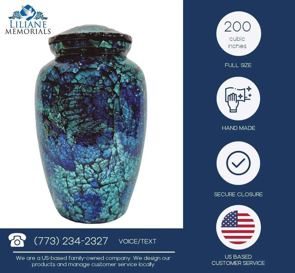 Handmade Mosaic Glass Cremation Urn   Large Adult Size