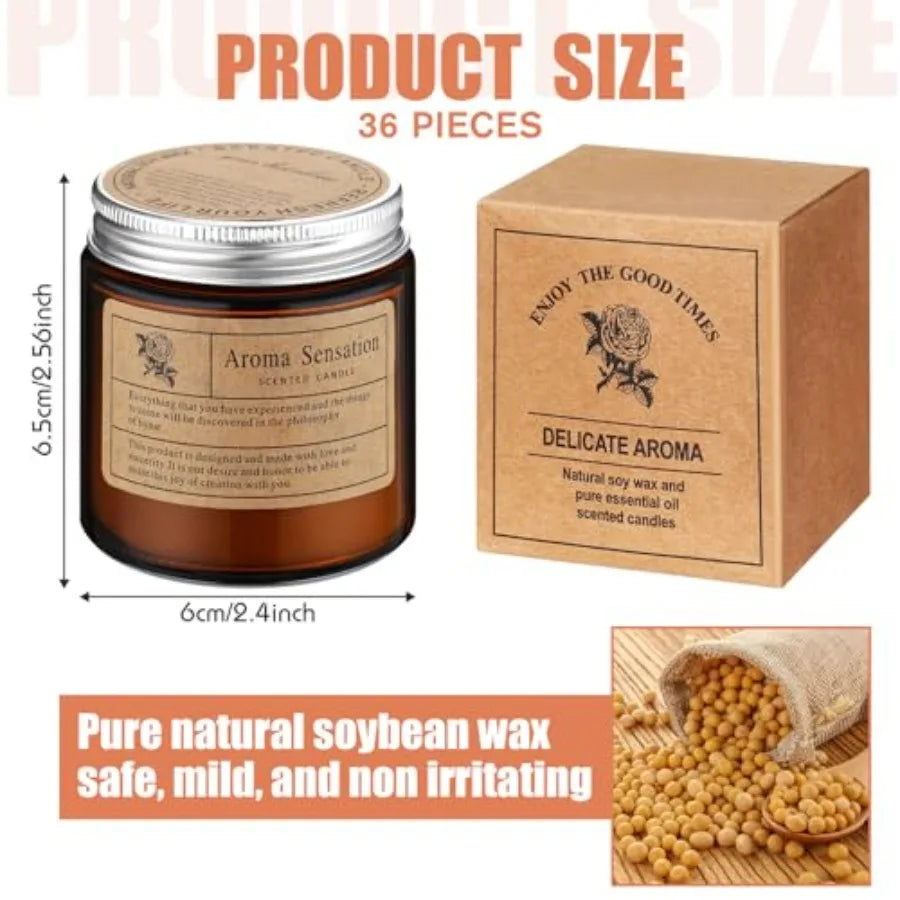 36 Pcs Scented Candles for Home Bulk Jar Candles Gift Set