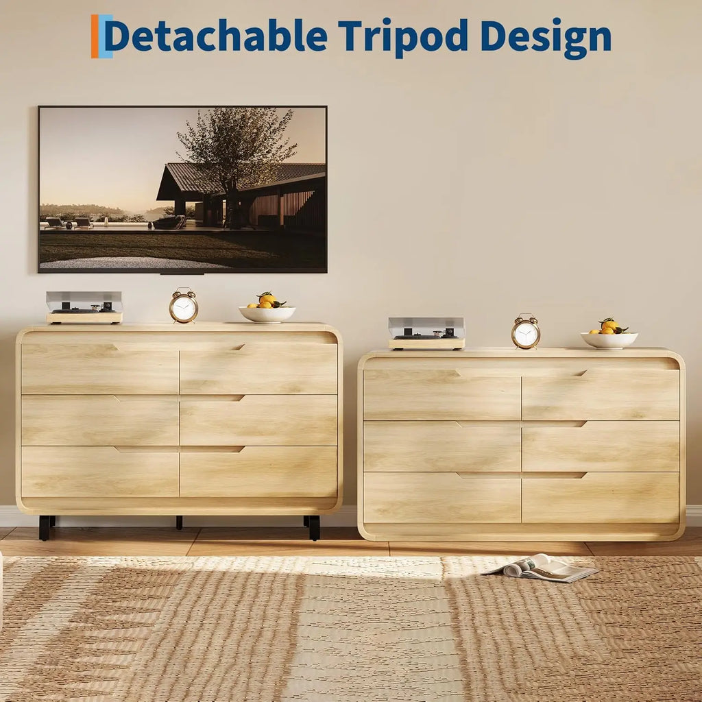 6 Drawers Dresser for Bedroom, living room, kitchen hallway 47" Wide Modern Wooden