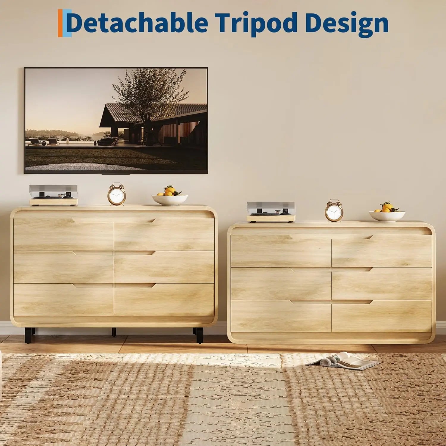 6 Drawers Dresser for Bedroom, living room, kitchen hallway 47" Wide Modern Wooden