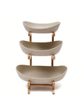 3 Brown Fruits Layered Ceramic Compote Porcelain