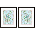Blue Collage Prints  Vintage Botanical Wall Art 24X30 SET of 2