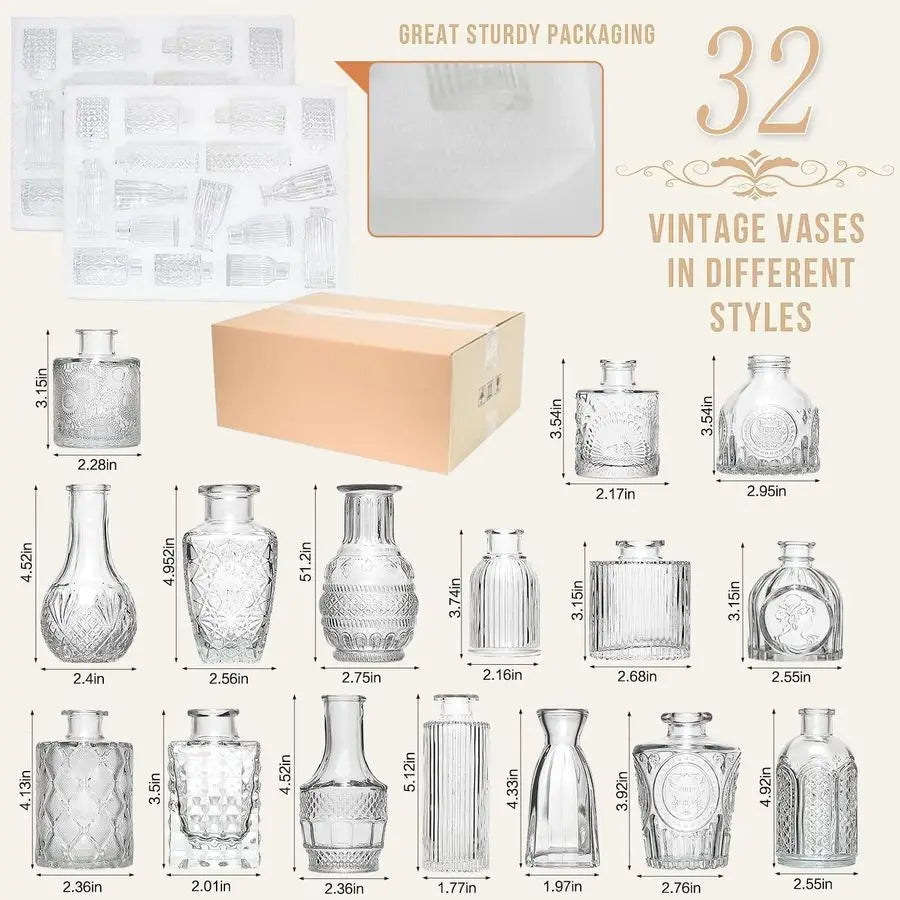 Bud Vase Set of 32PCS glass