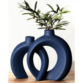 Vase Set of 2 Donut Navy Ceramic Vases