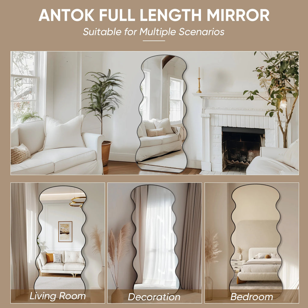 Full Length Mirror, 76"x34" Wavy