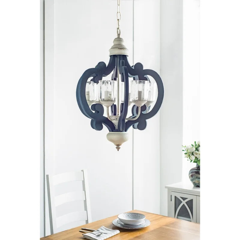 Natural Wood Chandelier Pendant Light for Kitchen Living Dining Room, Farmhouse Style, Bulb Not Included