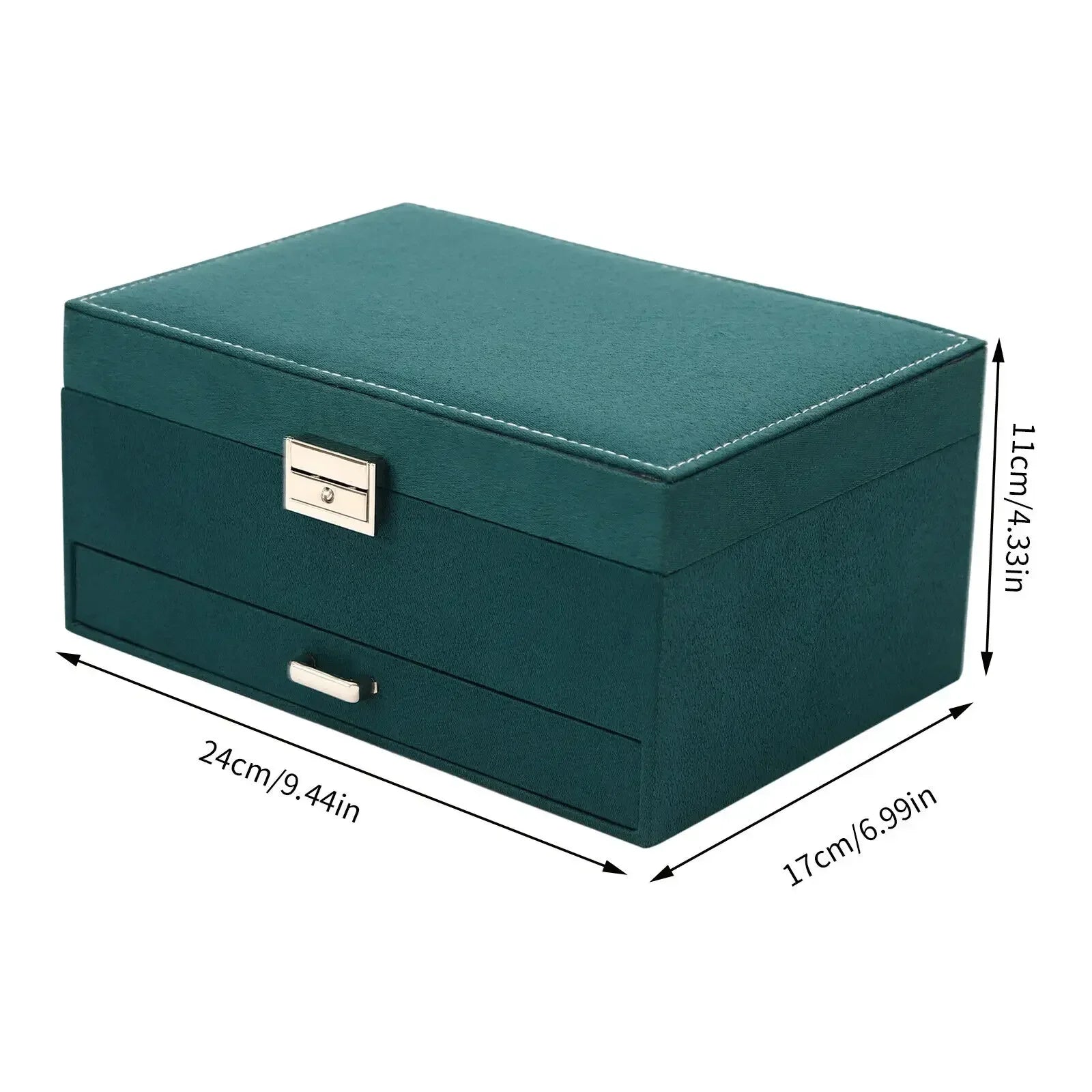 3 Layers Large Jewelry Storage Case with Removable Tray, Lockable with Mirror