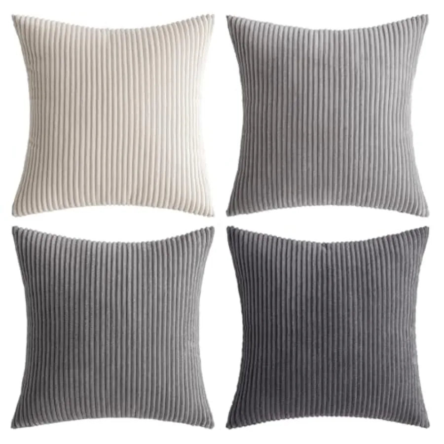 Boho Farmhouse Throw Pillow Covers 18x18 Inch Set of 4 Modern Nordic Cushion Covers Soft Corduroy