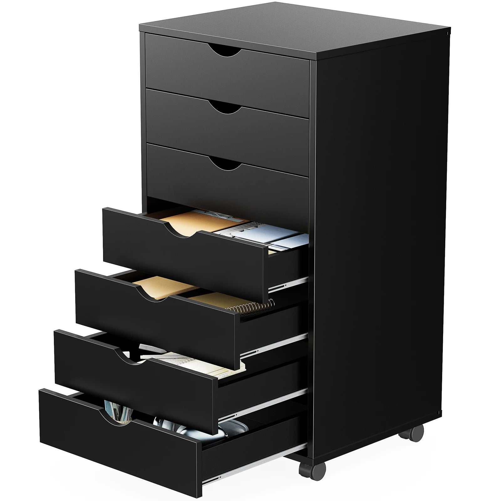 7 Drawer Chest Dressers Storage Cabinet Wooden  Mobile Cabinet Wheels