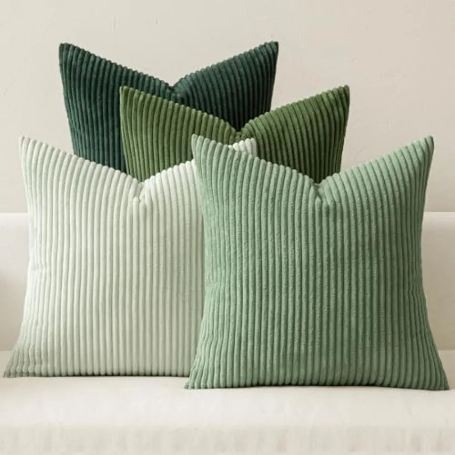 Boho Farmhouse Throw Pillow Covers 18x18 Inch Set of 4 Modern Nordic Cushion Covers Soft Corduroy