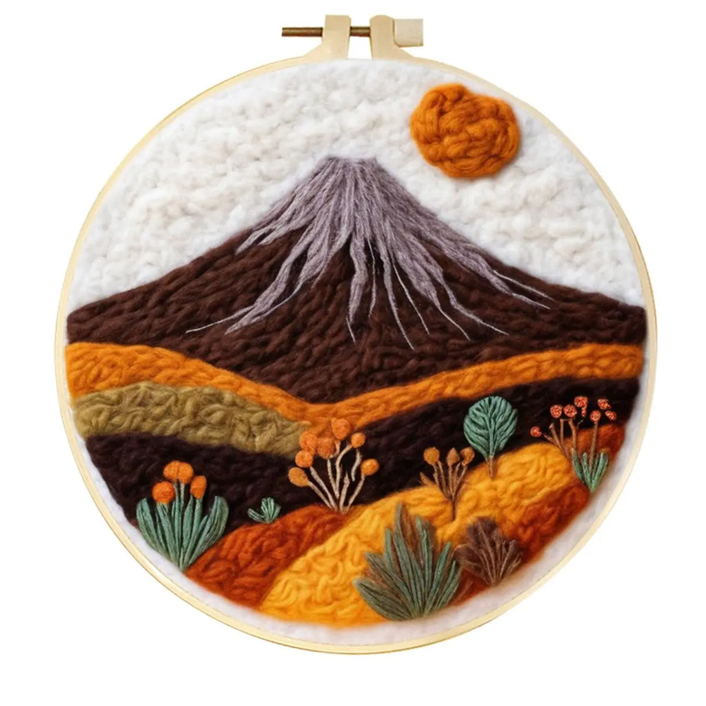 CHENISTORY DIY Wool Felting  Mountain Landscape With Embroidery Frame