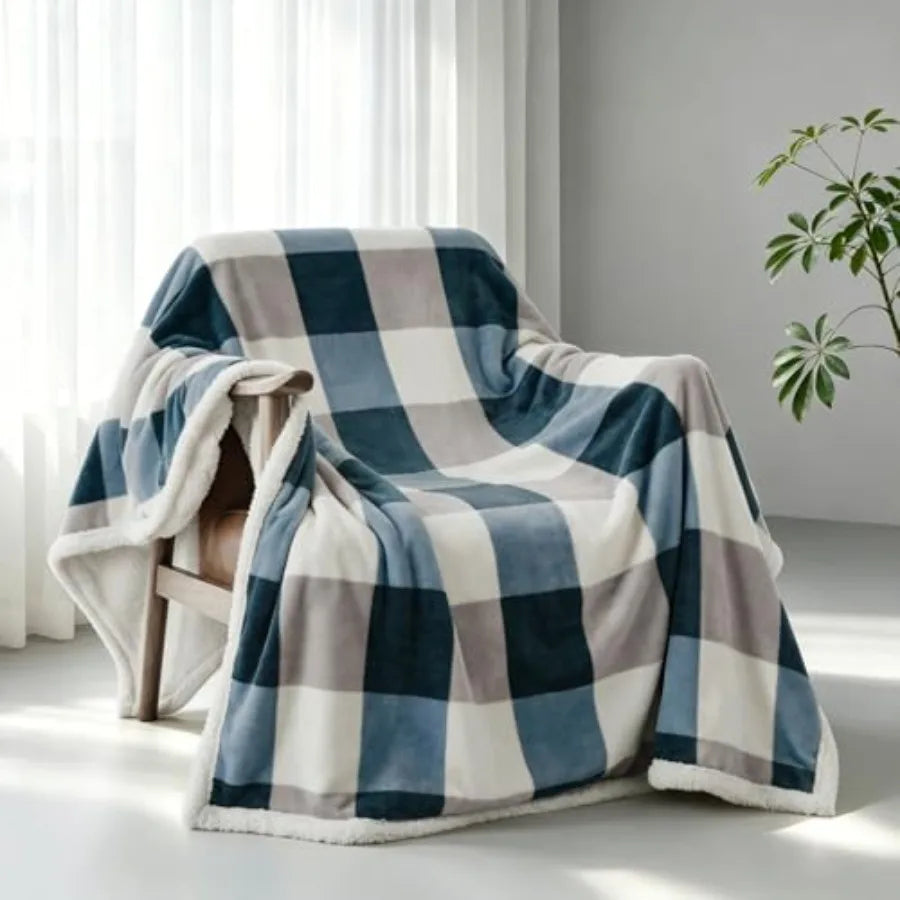 Sherpa Fleece Throw Blanket 60" x 80" Reversible Plush Fluffy Large Big Blanket
