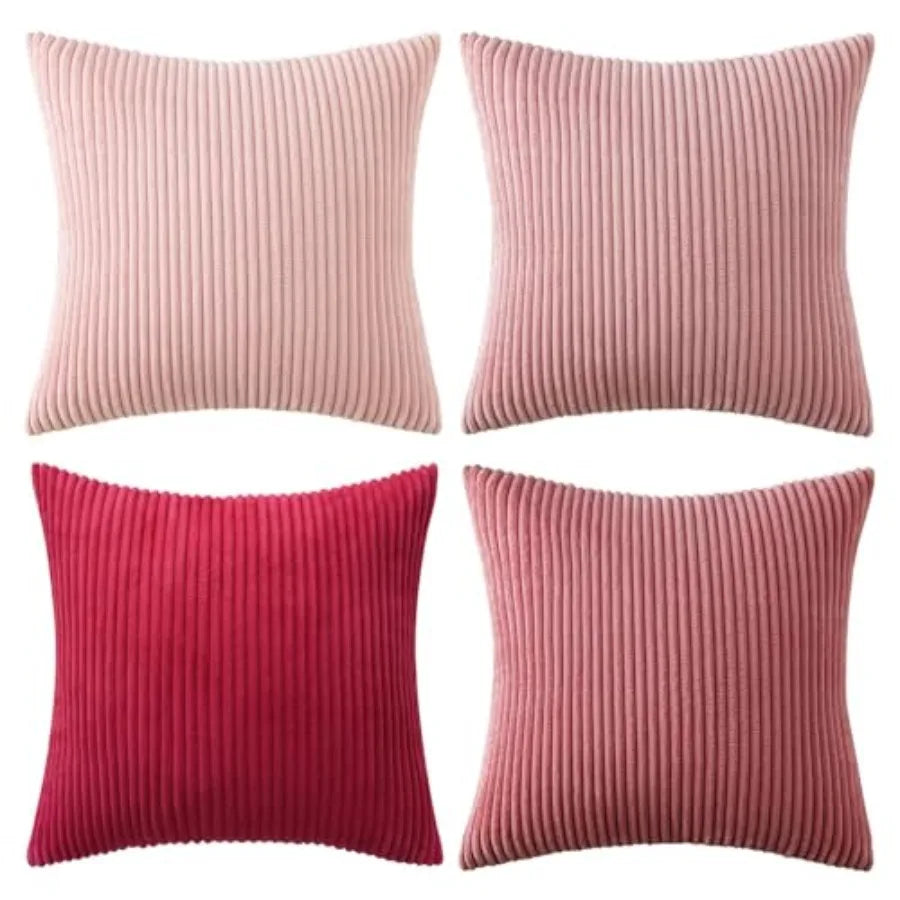 Boho Farmhouse Throw Pillow Covers 18x18 Inch Set of 4 Modern Nordic Cushion Covers Soft Corduroy