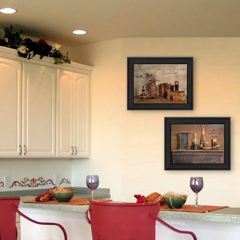 Framed Wall Art, Modern Candle-Themed Print