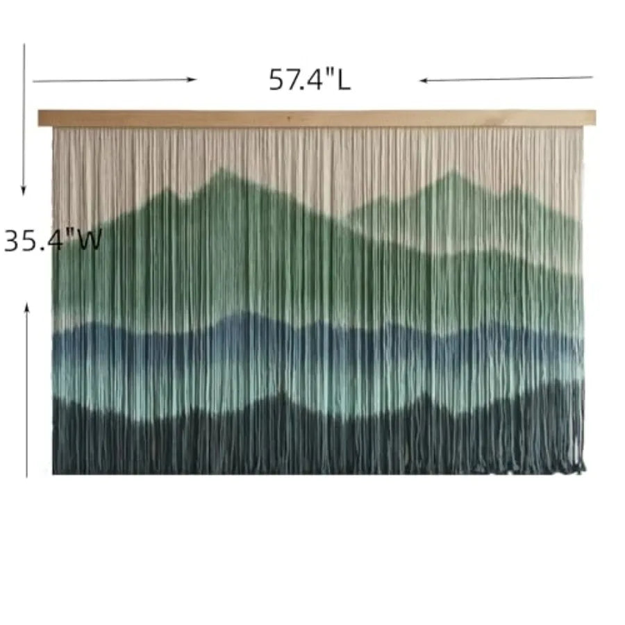 Woven Boho Macrame Tapestry Dip-Dyed Large Modern Handmade Colorful Mountain Landscape