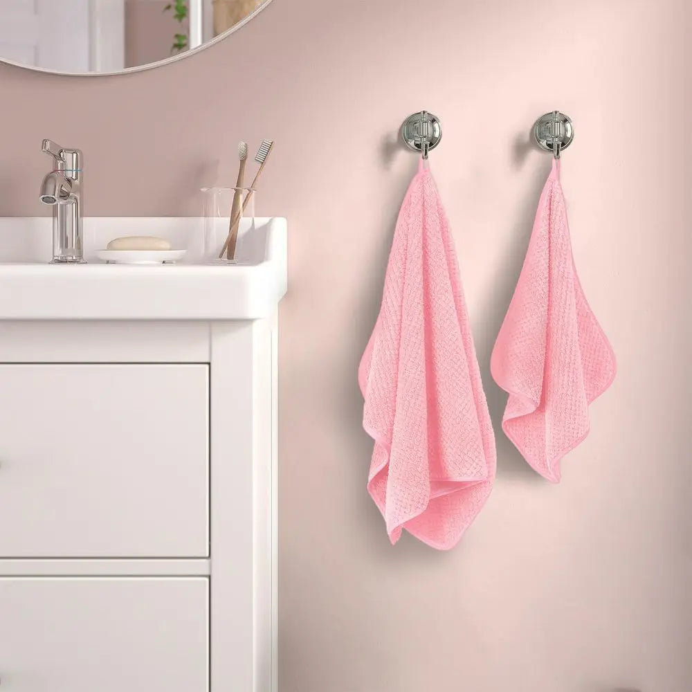 4-Piece Pink Towel Set: Extra Large Bath, Hand, and Hair Towels with Washcloths - Absorbent and Quick Dry