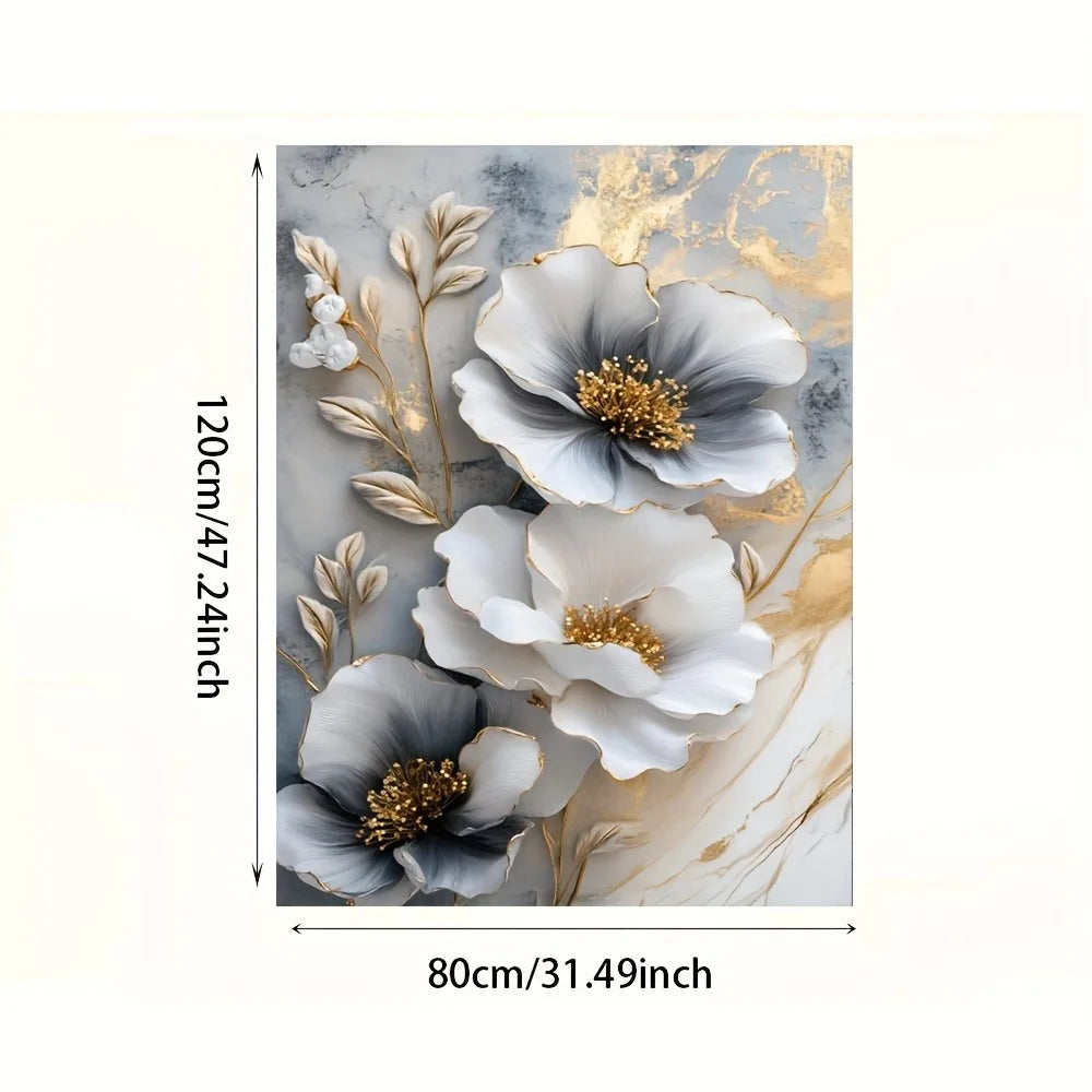 1 modern luxury floral canvas mural, framed 3D